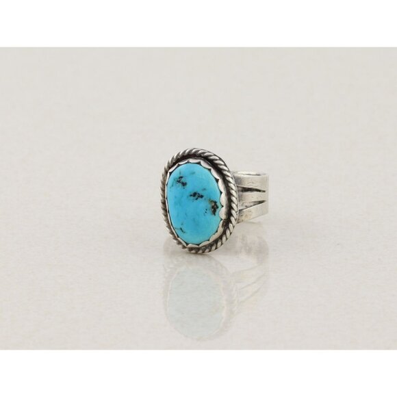 Sterling Silver Natural Turquoise Ring Size 6 - Picture 5 of 6